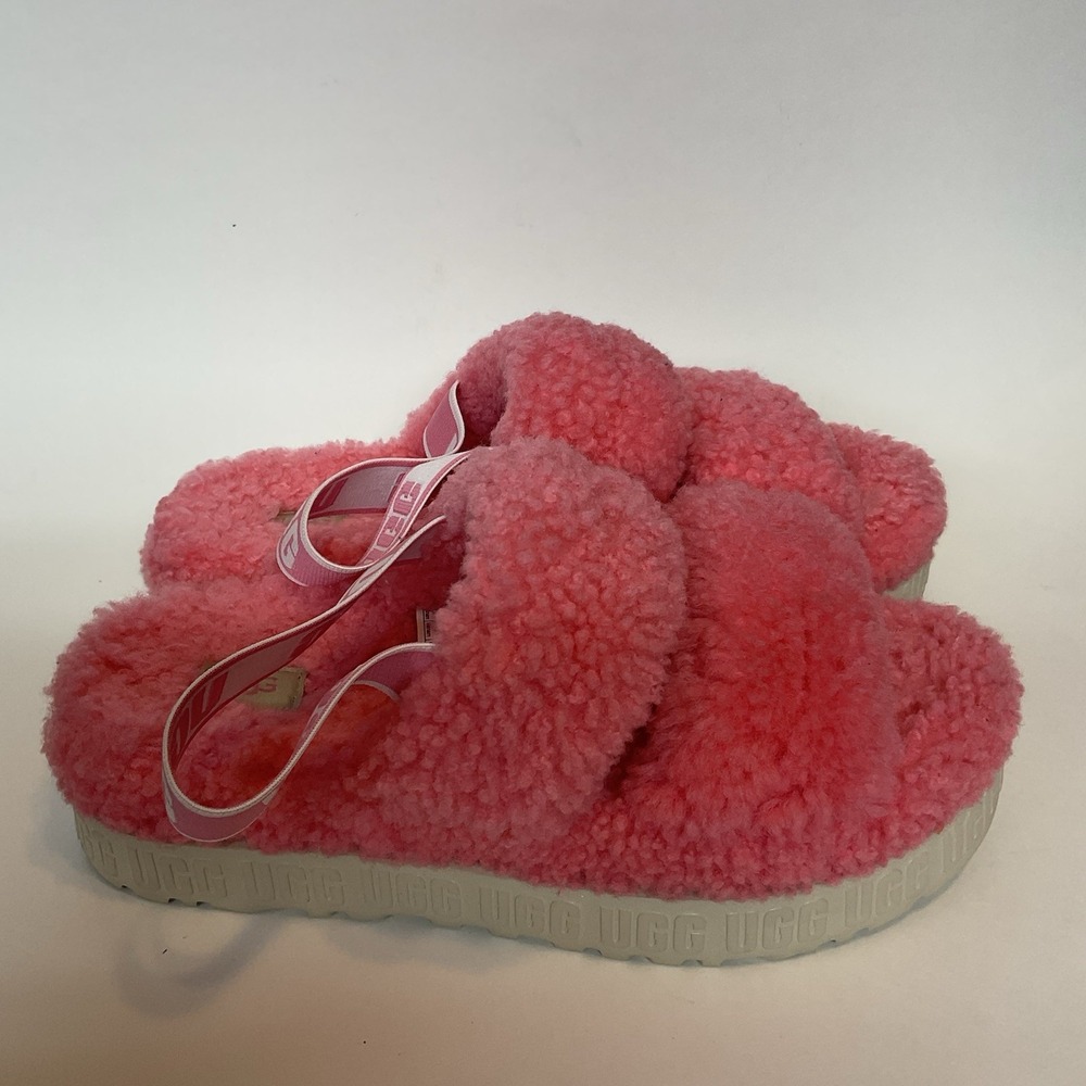 UGG Oh Fluffita Shearling Platform Women's Slides‎ Pink Rose Size US 10/41